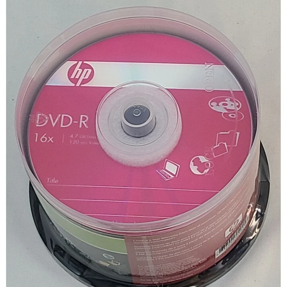 HP DVD-R 50 Pack Recordable Discs Blanks 16x Data 4.7 GB 120 Minute Video New